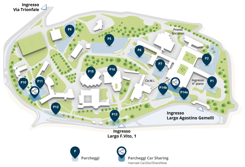 mappa parcheggi policlinico Gemelli